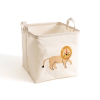 Корзина Кубическая с рисунком лев Junglito единый размер бежевый LA REDOUTE INTERIEURS  фото, kupilegko.ru